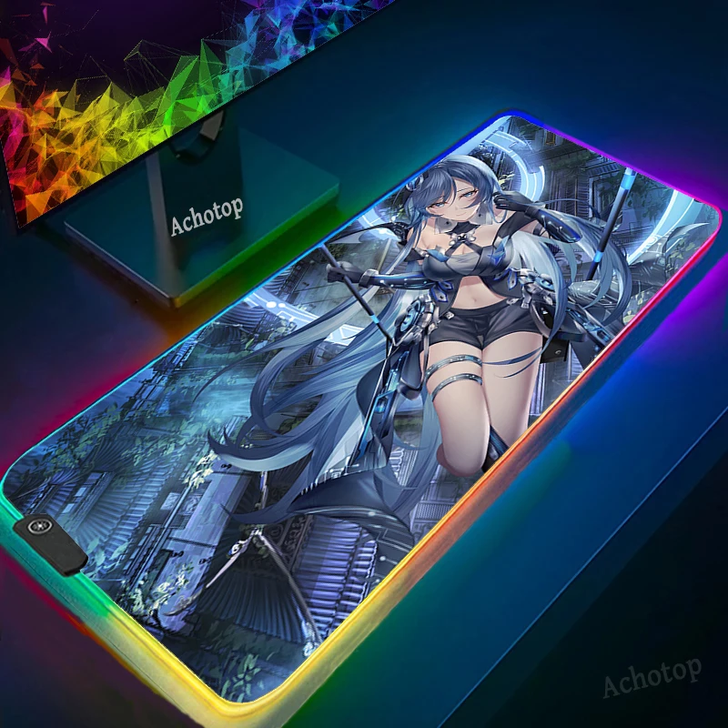 

800x300mm RGB Anime Girl Large XL Mouse Mats Laptop Mouse Pad Notbook XXL Computer Keyboard Gaming Mousepad Gamer Play Mats Cool