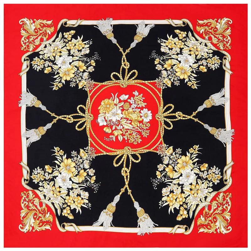 POBING 100% шелковый шарф женские Большие шали Женская квадратная бандана роскошный