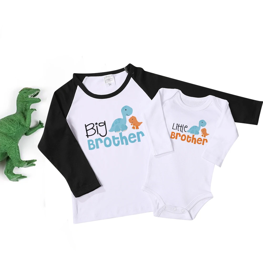 

Big brother announcement t-shirt Dinosaur big Brother little brother Matching Shirts family Matching Sibling tops