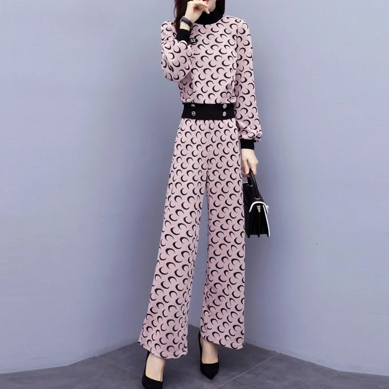 Хаки комплект из двух предметов для женщин свитер Комплекты с брюками 2020 осень