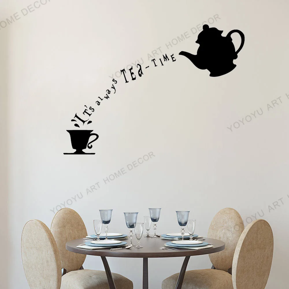 Креативная наклейка Alice in обои чудесная страна Виниловая с надписью It's Always Tea Time