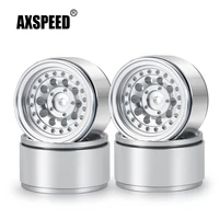 axspeed 4pcs 1 0inch micro metal silver beadlock wheel rims hubs for 124 rc crawler car axial scx24 90081 upgrade parts