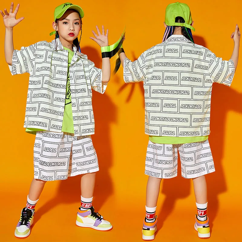 

Детская одежда для карнавала в стиле хип-хоп, рубашка, топ, шорты с принтом, одежда для девочек и мальчиков, костюм для джазовых танцев, одежд...