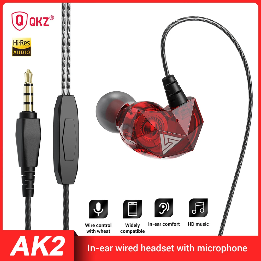 

QKZ AK2 Wired Earphone 3.5mm HiFi Diamond Fuselage Sounds Bright Heavy Bass Earplugs For Sports Music Gaming Earphones headset