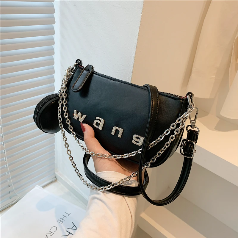 

Composite Bag Small PU Leather handbags Crossbody Bag Handle for Women 2021 Chains Shoulder Handbags and Purses Female Luxury