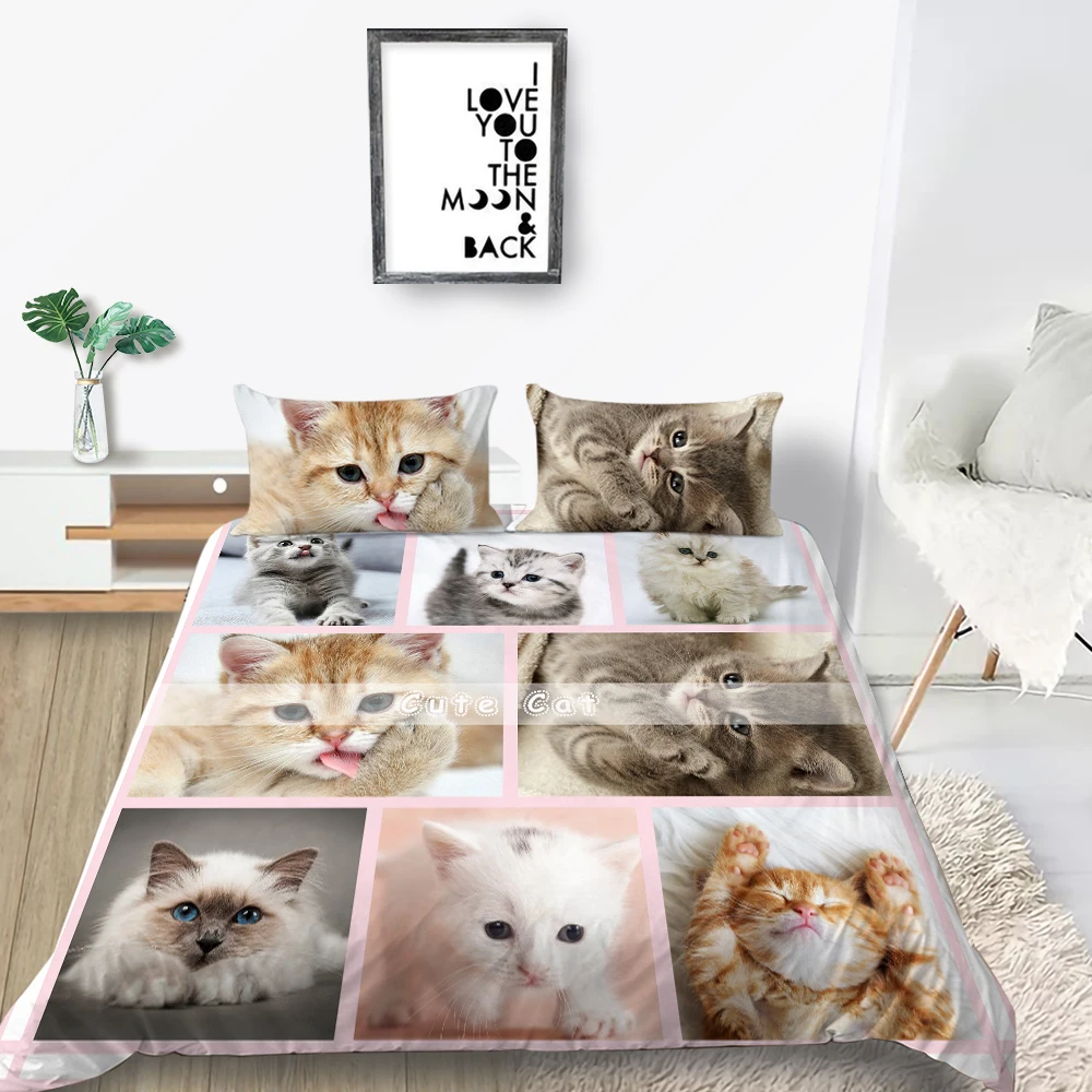 

Котенок Постельное белье для детей красивые мягкие носки креативные 3D ПЭТ пододеяльник Queen король близнец полный один двойной уникальный д...