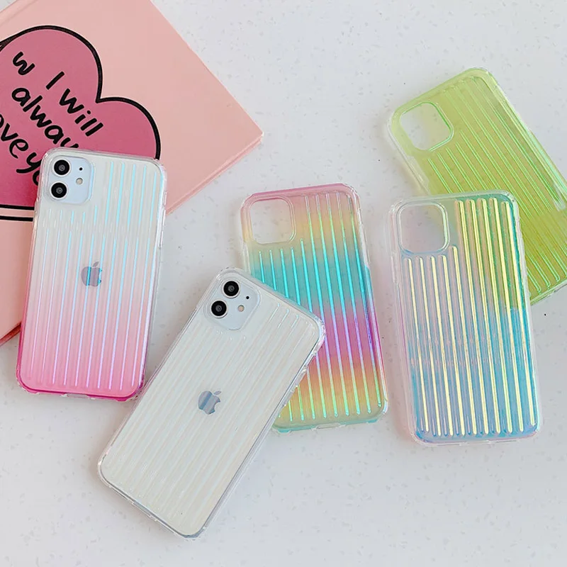 

Laser Colorful Phone Case for IPhone 11pro max x xr xs se 2020 7 8plus Trendy gradient soft shell Anti-fall protective cover