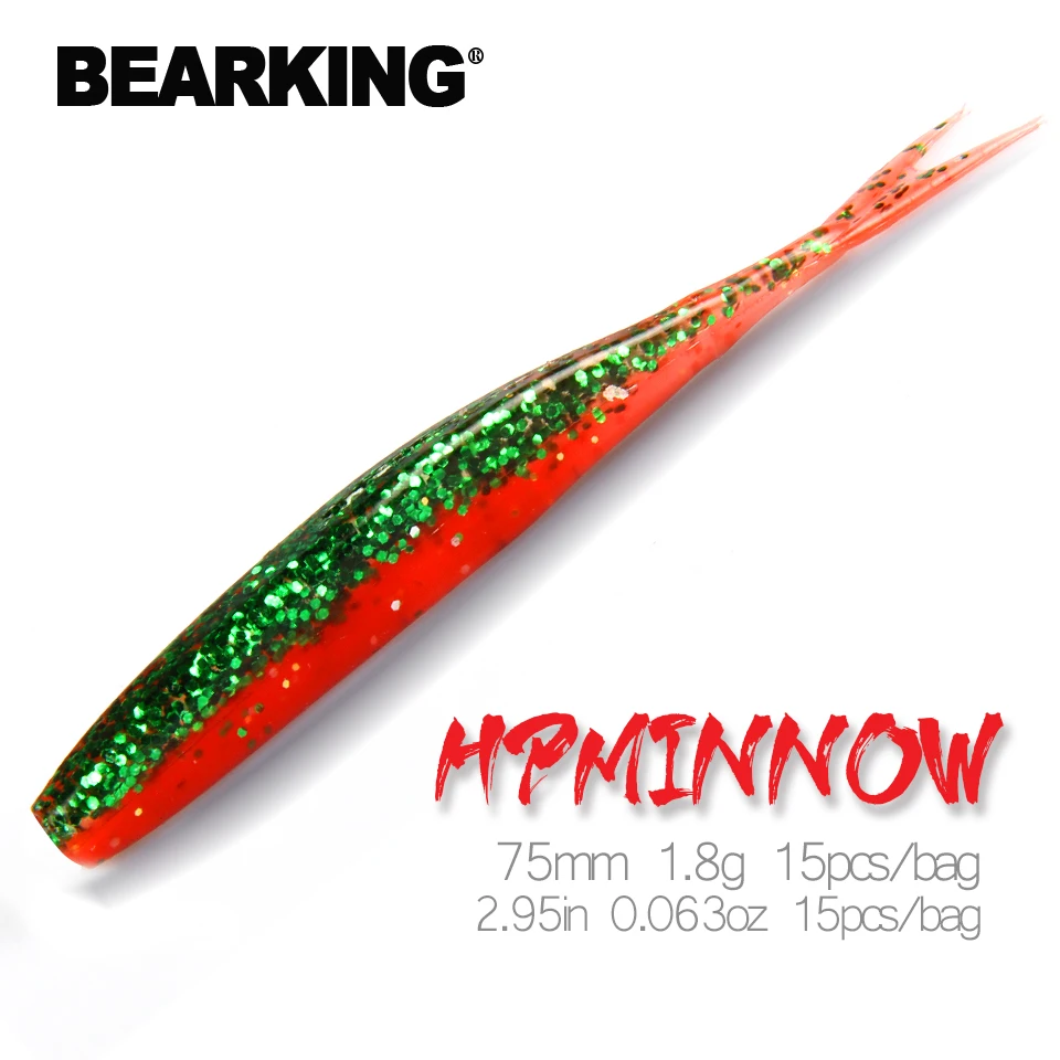 BEARKING 75 мм, 1,8 г, 15 шт. в партии, новые приманки для рыбалки, Мягкая приманка, искусственная приманка, приманка хищника, Джеркбейт для щуки и окуня