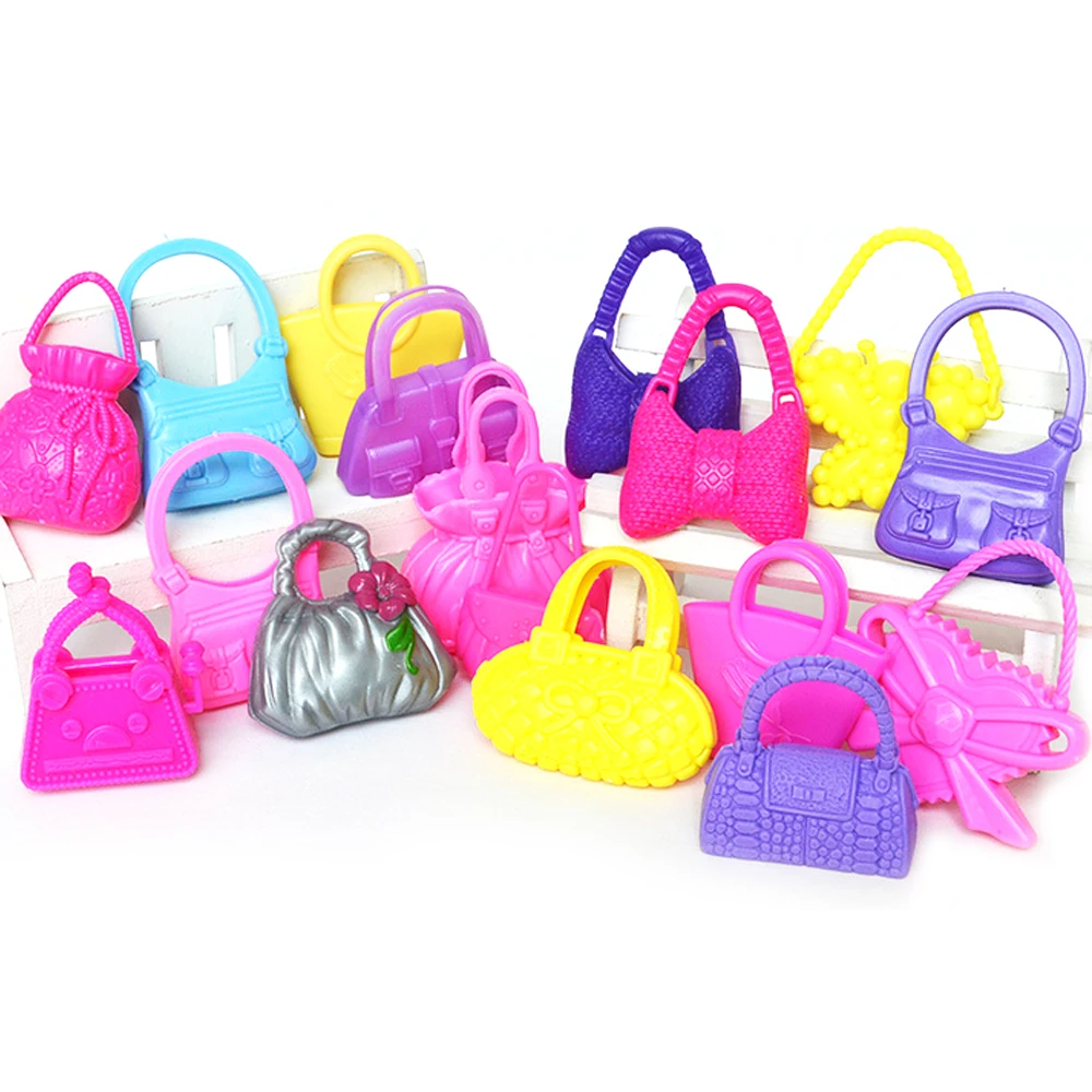 Besegad 10 шт. Симпатичные цветные пластиковые мини сумки для кукол сумка через плечо