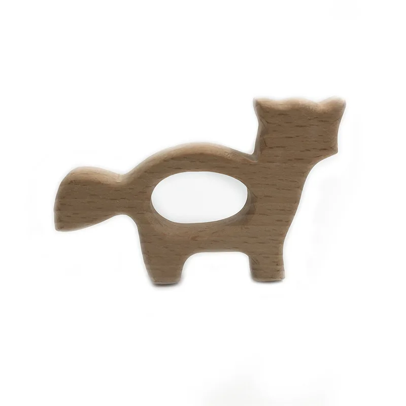 C037 Beech Wood Прорезыватель Мультяшные деревянные животные Детский Прорезыватель игрушка безопасный новорожденный дети Прорезыватель игрушки Жевательная из силикона бусы Товары для малышей - Цвет: C037