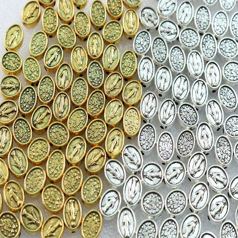 Catholic Beads Virgin Mary Handmade Rosary Maria Medal Charm Large Perforated Bracelet Jewelry | Украшения и аксессуары