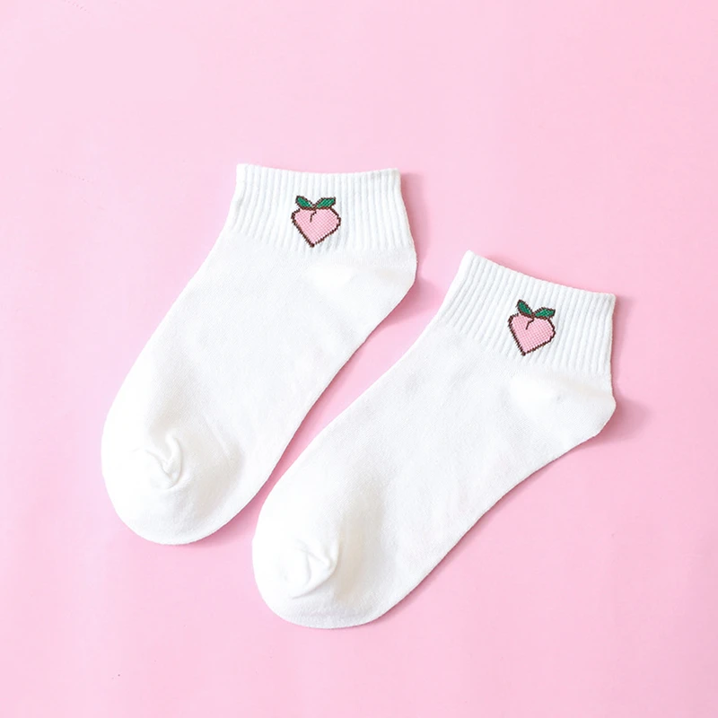 Peach Новинка, Модные женские длинные хлопковые носки в стиле Харадзюку, японские носки с милым фруктовым узором, носки в стиле хип-хоп, однотонные хлопковые крутые носки для зимы - Цвет: Peach