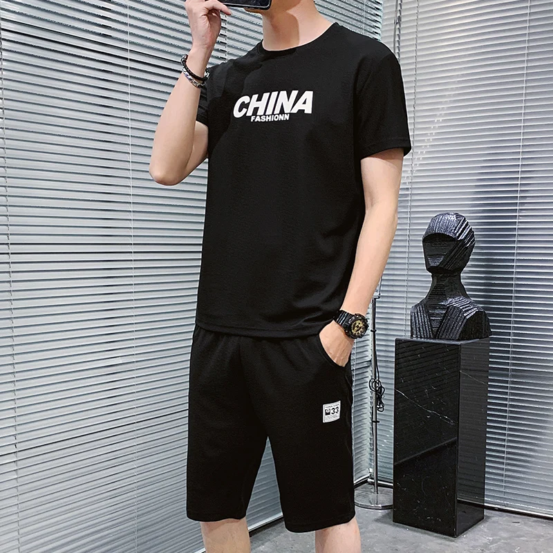 

Sportswear men's T-shirt + sports shorts two-piece high-quality running suit 2021 summer new fashion casual track suit suit