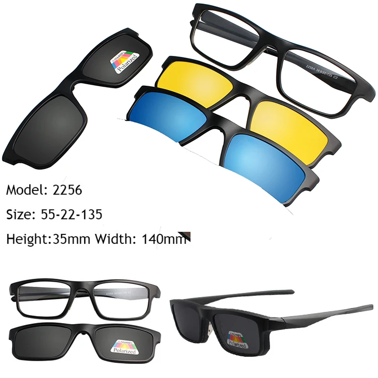 2256-3PCS IVSTA, 5 в 1, солнцезащитные очки на застежке, мужские поляризованные очки на магните, магнитные зажимы, оптические оправы по рецепту, очки для женщин, очки для чтения - Цвет линз: 2256-3PCS