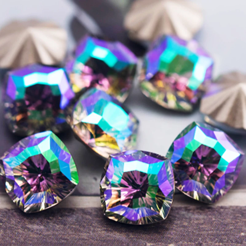 Блестящая шитая Хрустальная ткань блестящая смесь цветов изумрудные Стразы