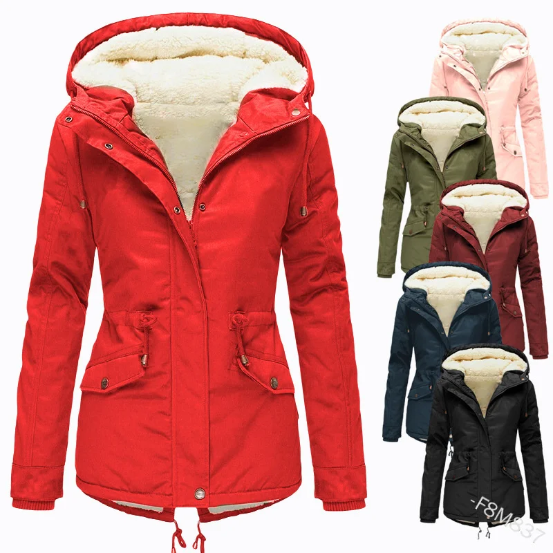 

Winter National Style Lace Up Zipper Temperament Thickened Long Parker Cotton Jacket No Tags