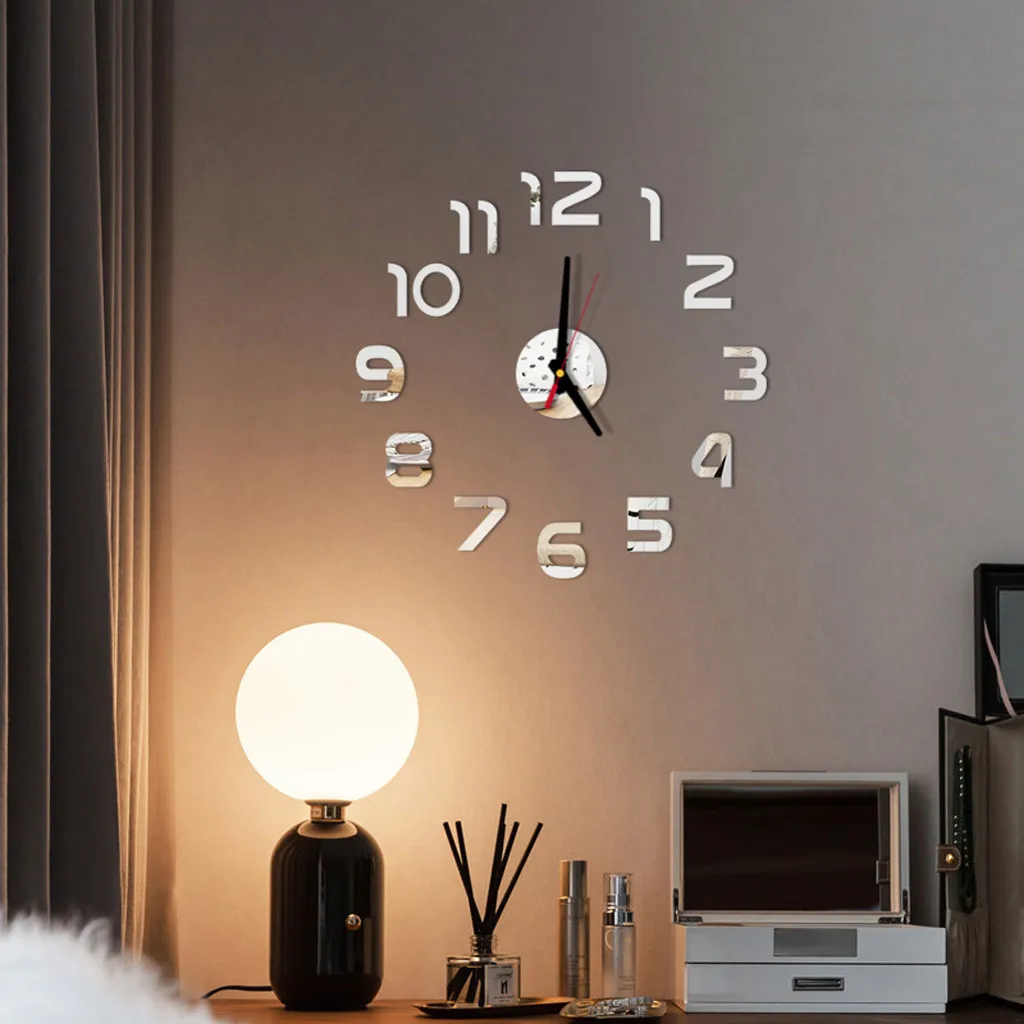 

Best selling DIY acrylic sticker mirror wall clock simple fashion creative mute clock living room quartz needle home decoration