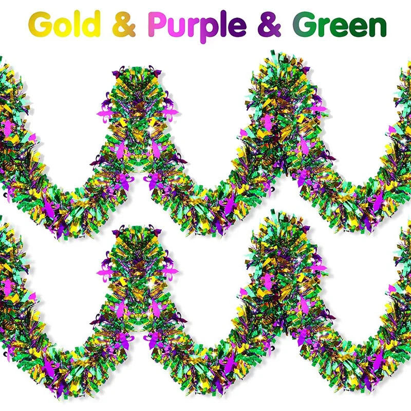 

6 Pcs Mardi Gras Hanging Decor Mixed Color Garlands Carnival Party Decorations for Mardi Gras Carnival Party Supplies