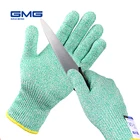 Перчатки с защитой от порезов GMG, зеленые пищевые для кухни, HPPE EN388, уровень 5 ANSI, рабочие защитные перчатки, перчатки с защитой от порезов