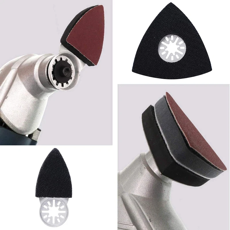 

3 Pieces of 3.1 Inch Triple-cornered Hook and Loop Oscillating Multi-Tool Sandpaper Accessories