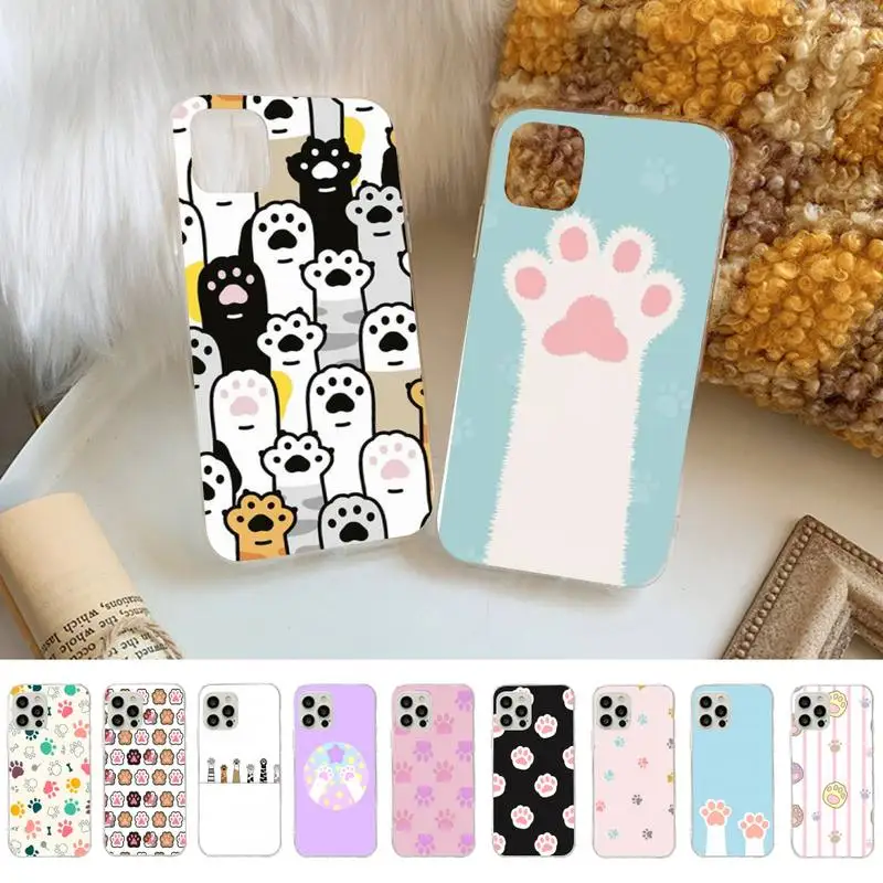 

Cat Dog Paw Print Phone Case for iPhone 11 12 13 mini pro XS MAX 8 7 6 6S Plus X 5S SE 2020 XR cover