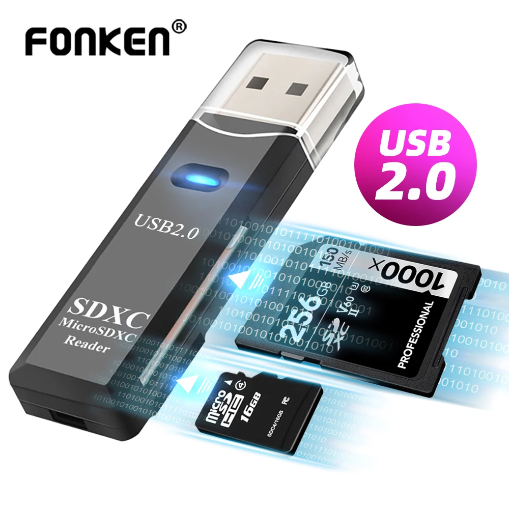 2 in 1 Card Reader USB 2.0 to SD Micro SD TF Card Reader for PC Laptop Accessories Smart Memory Card Reader Multi-card SD 카드 리더