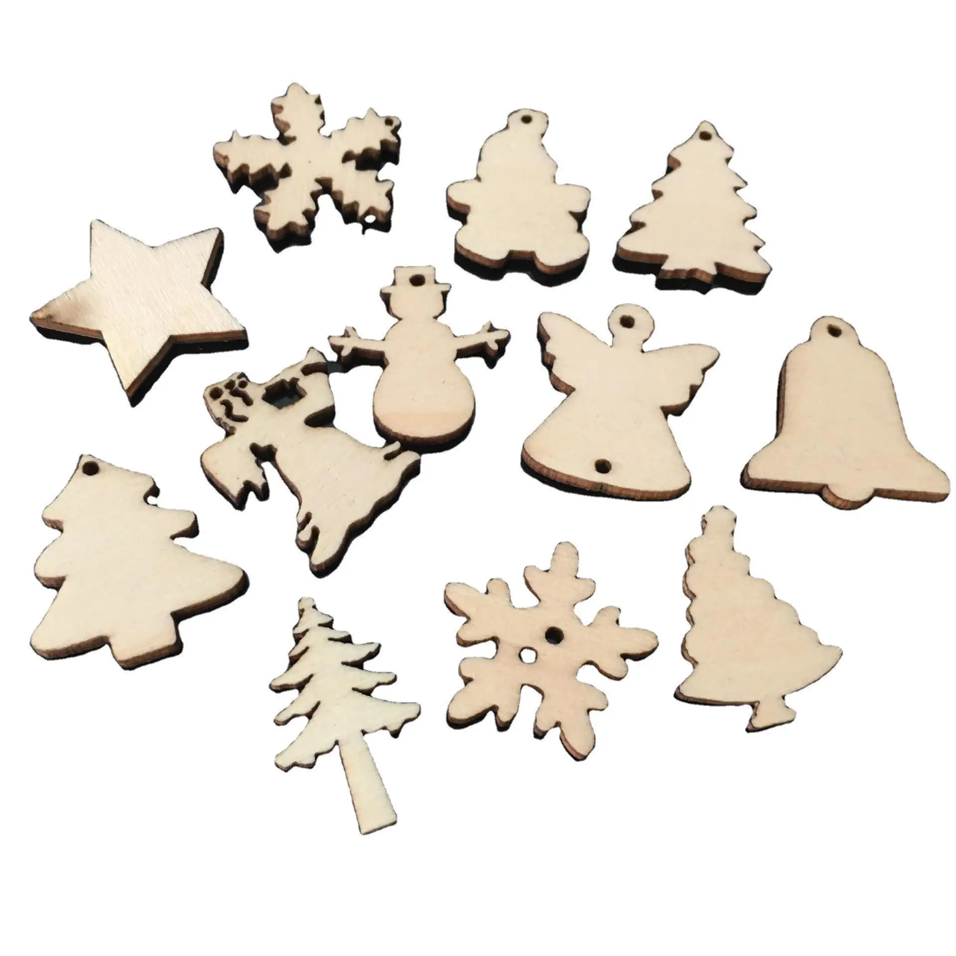 

50 шт. мини рождественские деревянные украшения, Рождественская Снежинка, Рождественская елка, подвеска «сделай сам», деревянное ремесло, ро...