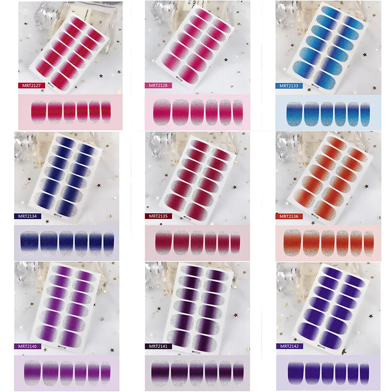 Градиентные цветные наклейки для ногтей s 32 стили блестящие уличные лаковые