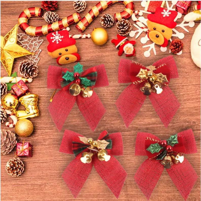 2 шт. симпатичные золотые бантики рождественское украшение елочное