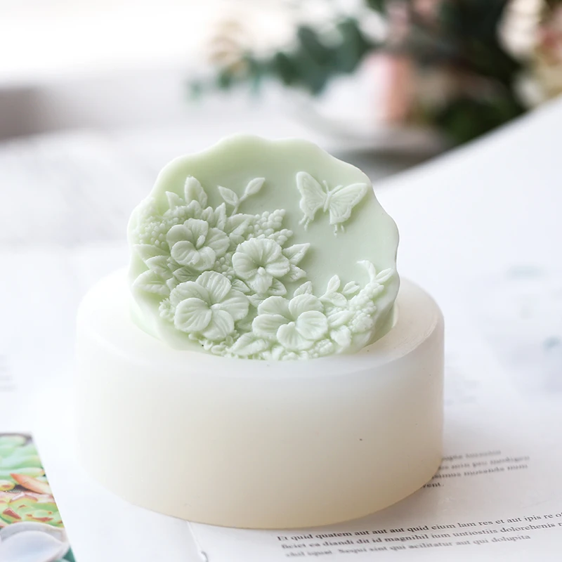 Летающая бабочка на цветочном узоре 3D мыло ручной работы силиконовая форма