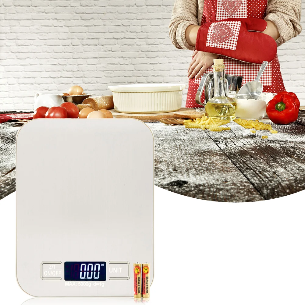 

H318 5KG/1G Kitchen Scale Tool Baking Scale Multifunctional Kitchen Scale All Steel Panel LCD Display Weighing Kitchen
