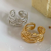 18k gold plating authentic s925 sterling silver fine jewelry hollow multi layer twine twist knot long ring c j1721
