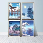 Ретро японское искусство минималистичный постер путешествия городской пейзаж печатная живопись холст искусство стена гостиная картины Декор без рамки