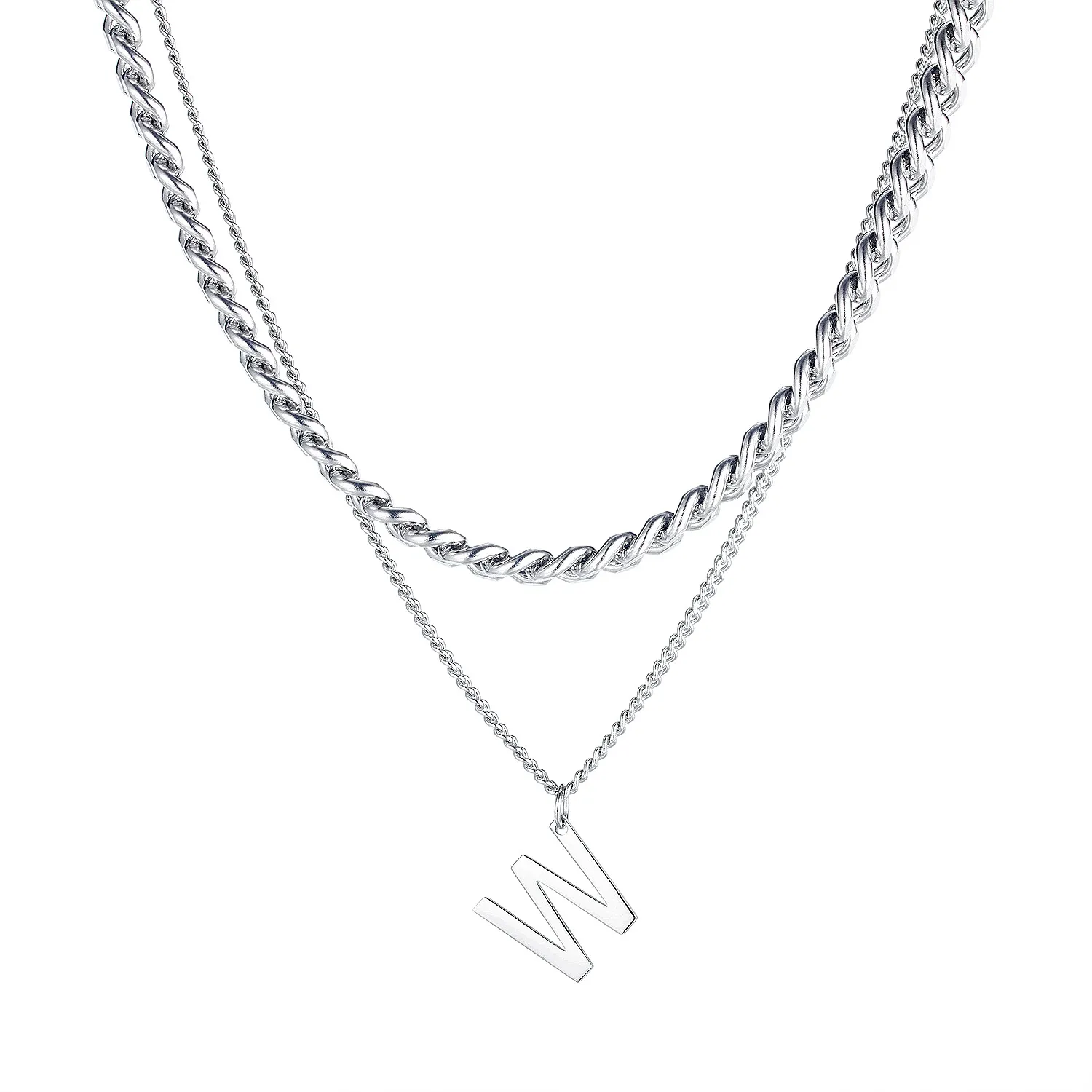 

Punk Y2k Layered Chains Letter W Pendants Necklaces For Women BFF Charms Fashion Stainless Steel Aesthetic Jewelry Necklaces