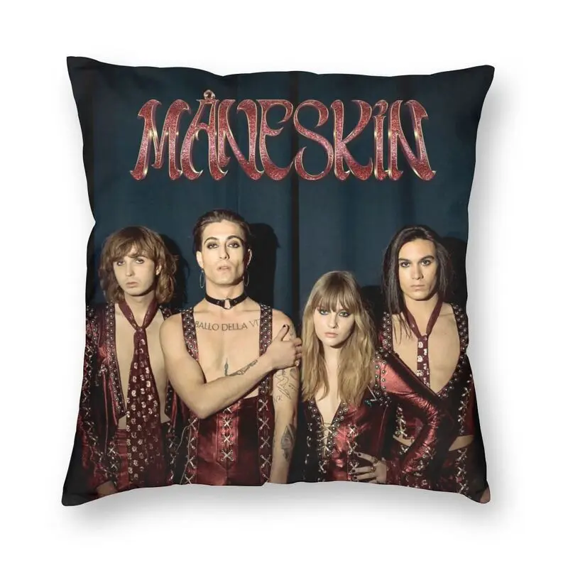 

Maneskin Rock Band Modern Pillow Cover Home Decor Eurovision Musical Glam Rock Roll Cushions Cover For Sofa Velvet Pillowcase