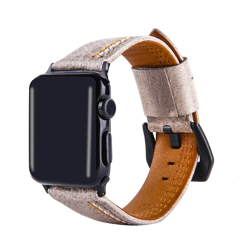 Ремешок для часов apple watch из натуральной кожи в стиле ретро 44 мм 42 мм из нержавеющей стали 40 мм, аксессуар для часов, браслет iWatch серии 5 4 3 2 1