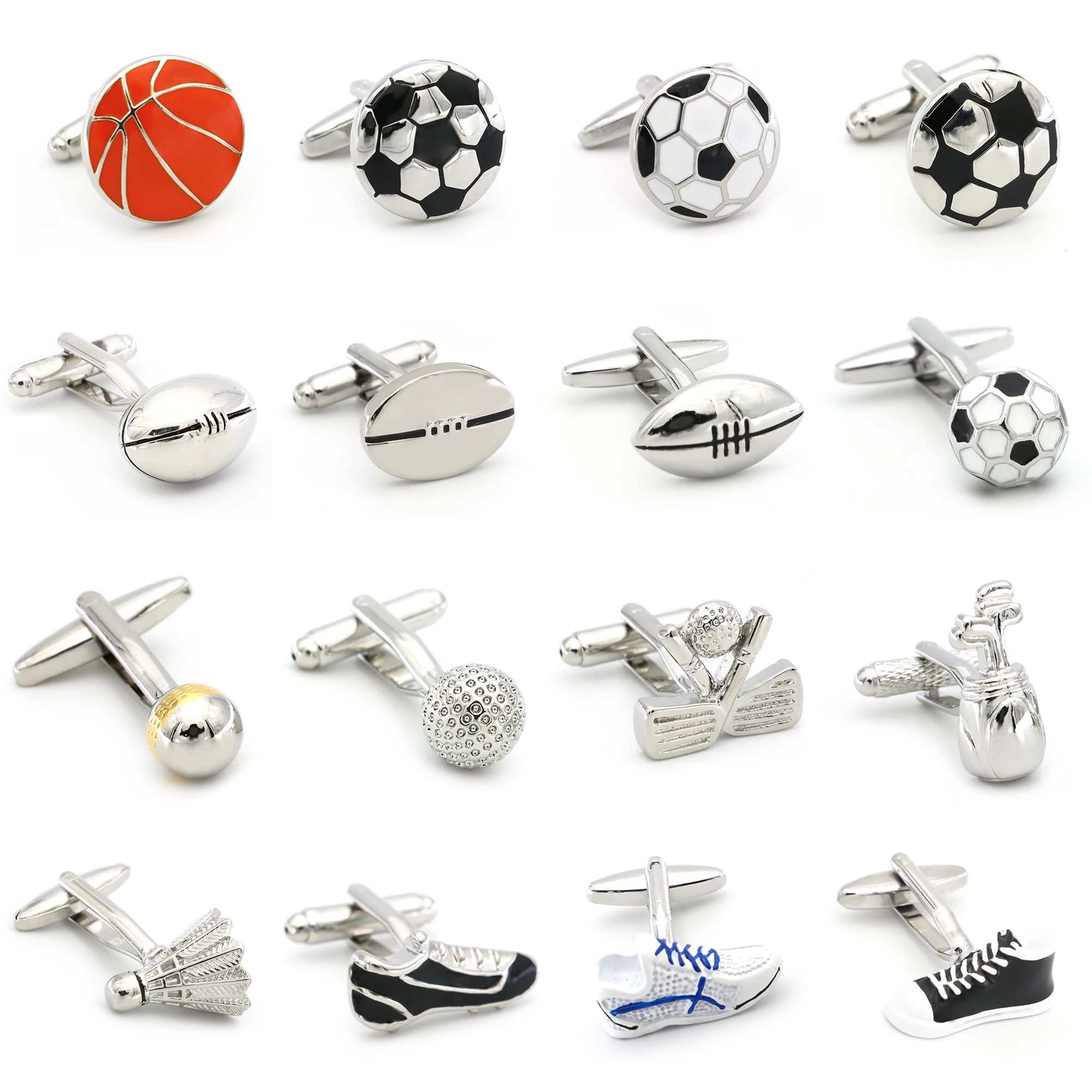 Free Shipping Men's Cufflinks Wholesale Sport Series Rugby Golf Football Tennis Design Fashion Cuff Links For Men Copper Quality