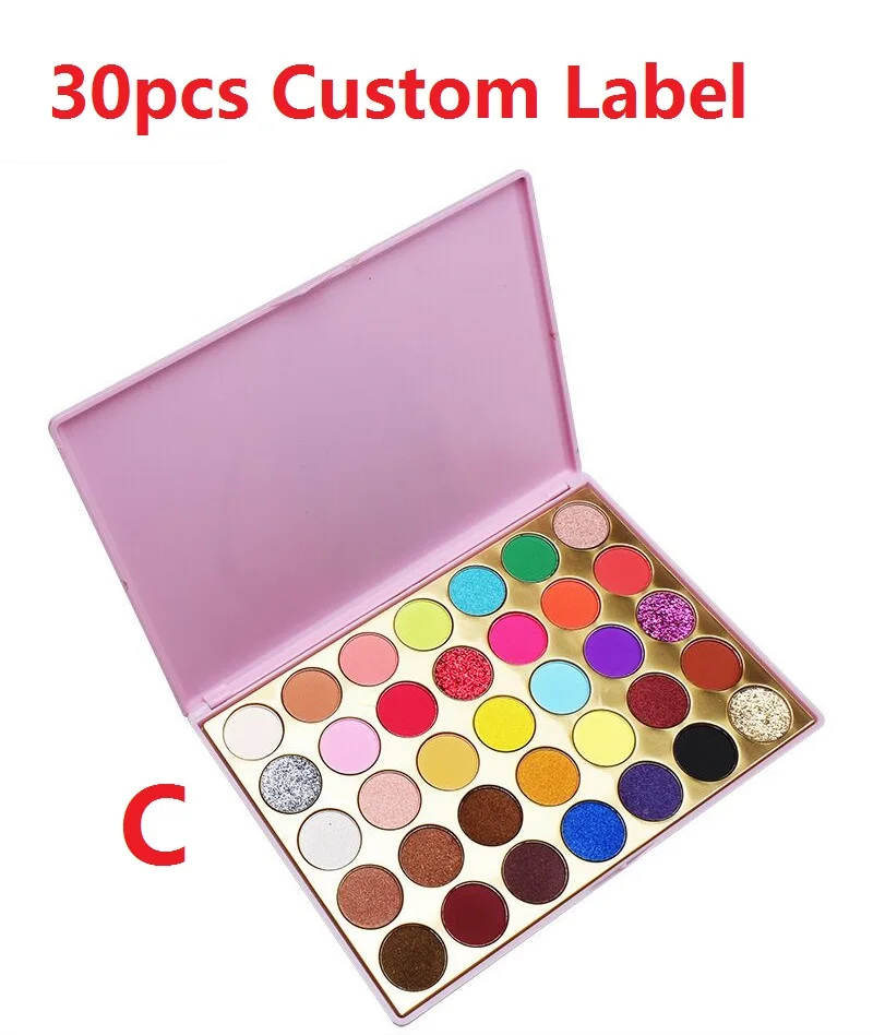 C 30pcs Label Индивидуальная метка красота 35 цветов пигментированный мерцающий и матовый макияж Пудра Тени для век Палитра длительный блеск Косметика набор - Цвет: C 30pcs Label