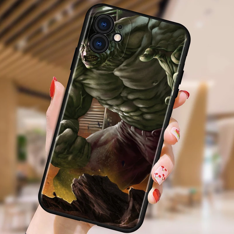 

Marvel-Hulk Shockproof Cover for iPhone 5 5S 6 7 8 X XR XS 11 SE 12 2020 mini Plus Pro MAX TPU Black Soft Cover