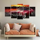 5 шт. винтажные красные автомобили Chevelle SS HD модульные настенные художественные картины на холсте картины Домашний декор для гостиной