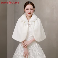 2020 new ivory formal party evening jackets wraps faux fur cloaks shrug wedding capes elegant winter women bolero wrap shawls in