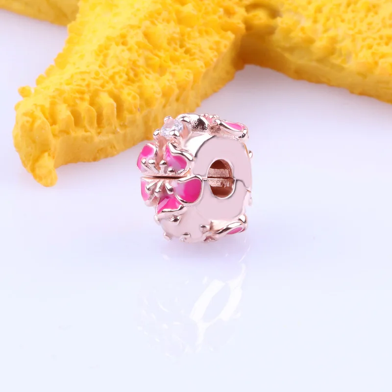 

DoDoFly Romantic Peach Blossom S925 Sterling Silver Positioning Buckle Suitable For Original Diy Bracelet