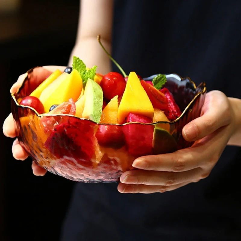 Прозрачная стеклянная Салатница 1050 мл чаша для фруктов и супа с неравномерным