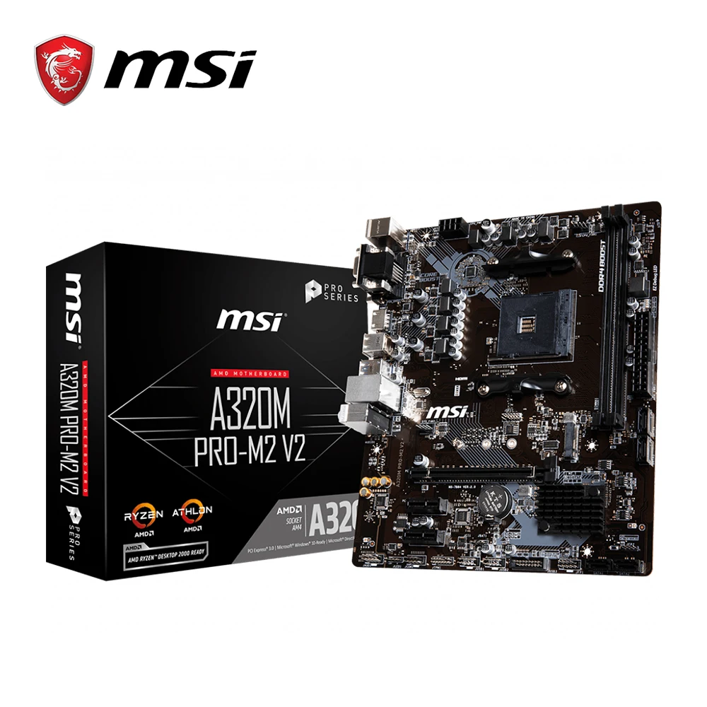 MSI материнская плата A320M PRO-M2 V2 системная плата AMD Socket am4 ddr4 memory rams M.2 SATAIII ssd HDMI+ VGA+ DVI PCI-E 3,0X16 материнская плата для рабочего стола 2011