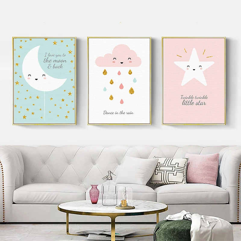 Dream Big Animal Bear мультфильм Печать холст картина Луна Звезда плакат настенные