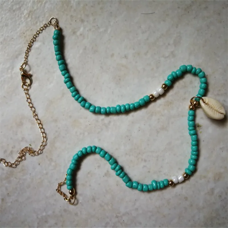 Ожерелье-чокер Adolph Extendy в богемном стиле с зелеными ракушками ожерелье