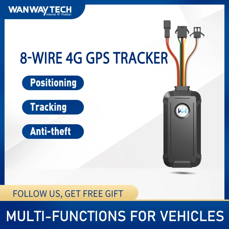 WanWayTech 4G gps трекер G30 8 проводное подключение удаленно отрезной