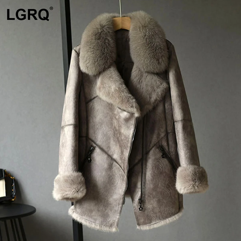 

[LGRQ] Warm Outwear Faux Fur Jacket New Lapel Long Sleeve Women's Rabbit Skin And Fur Coats Fashion Autumn Winter 2021 19D5231