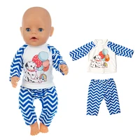 2021 new baby new born fit 18 inch doll clothes accessories dog plaid top pants clothes for baby birthday gift