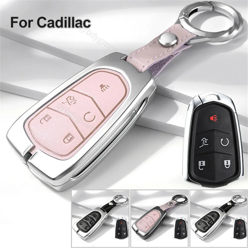 

5 Buttons Metal Car Rmote Key Fob Case Cover Holder Keychain Shell For Cadillac ATX CTS CT6 XTS XT5 SRX XT6 XT4 Escalade
